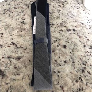 J Crew 7 Striped Wool Silk Tie in navy pale brick